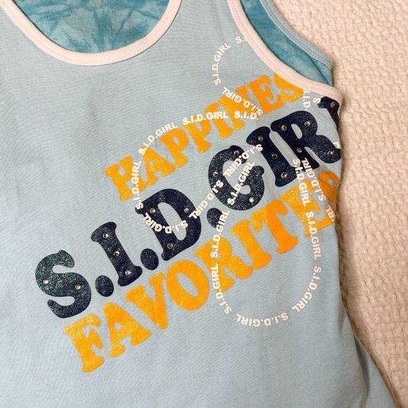 S.I.D blue layered graphic bedazzled tank from japan - Picture 2 of 7